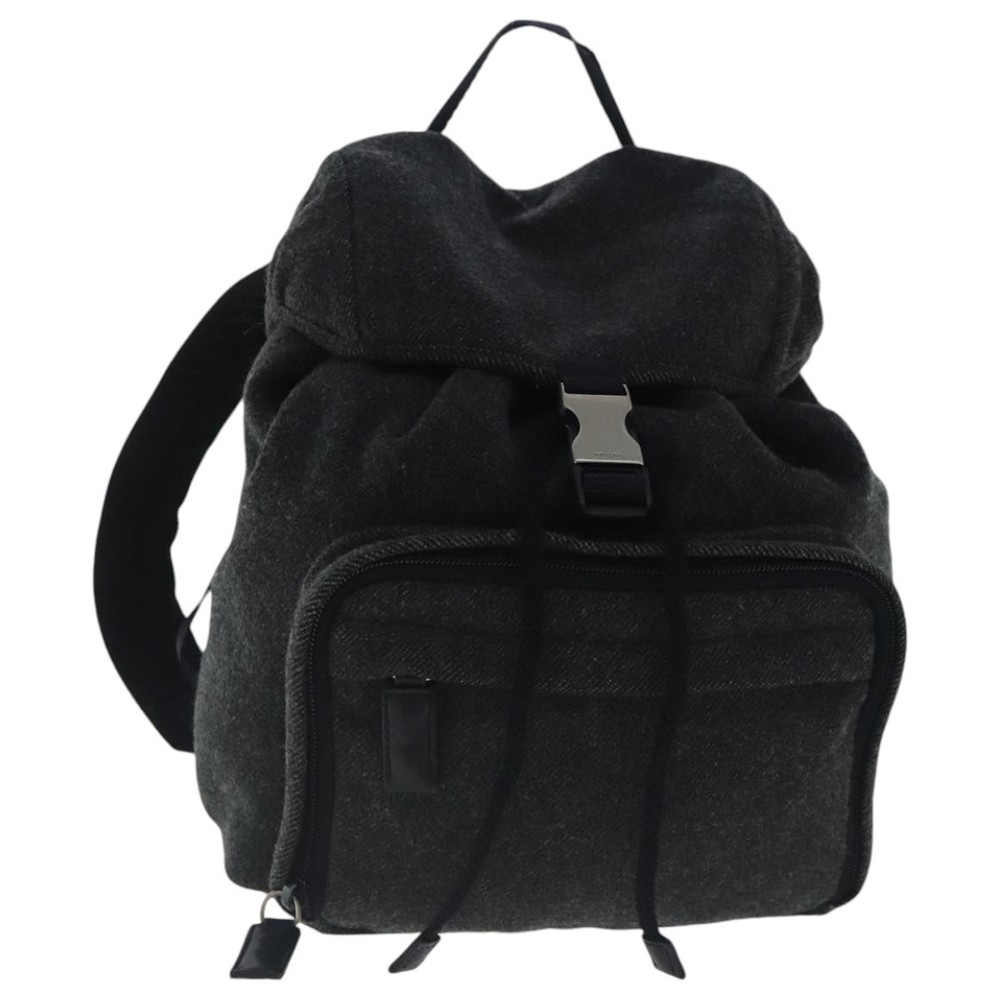 Prada Backpack Wool Gray Silver Auth Bs19226 - image 1